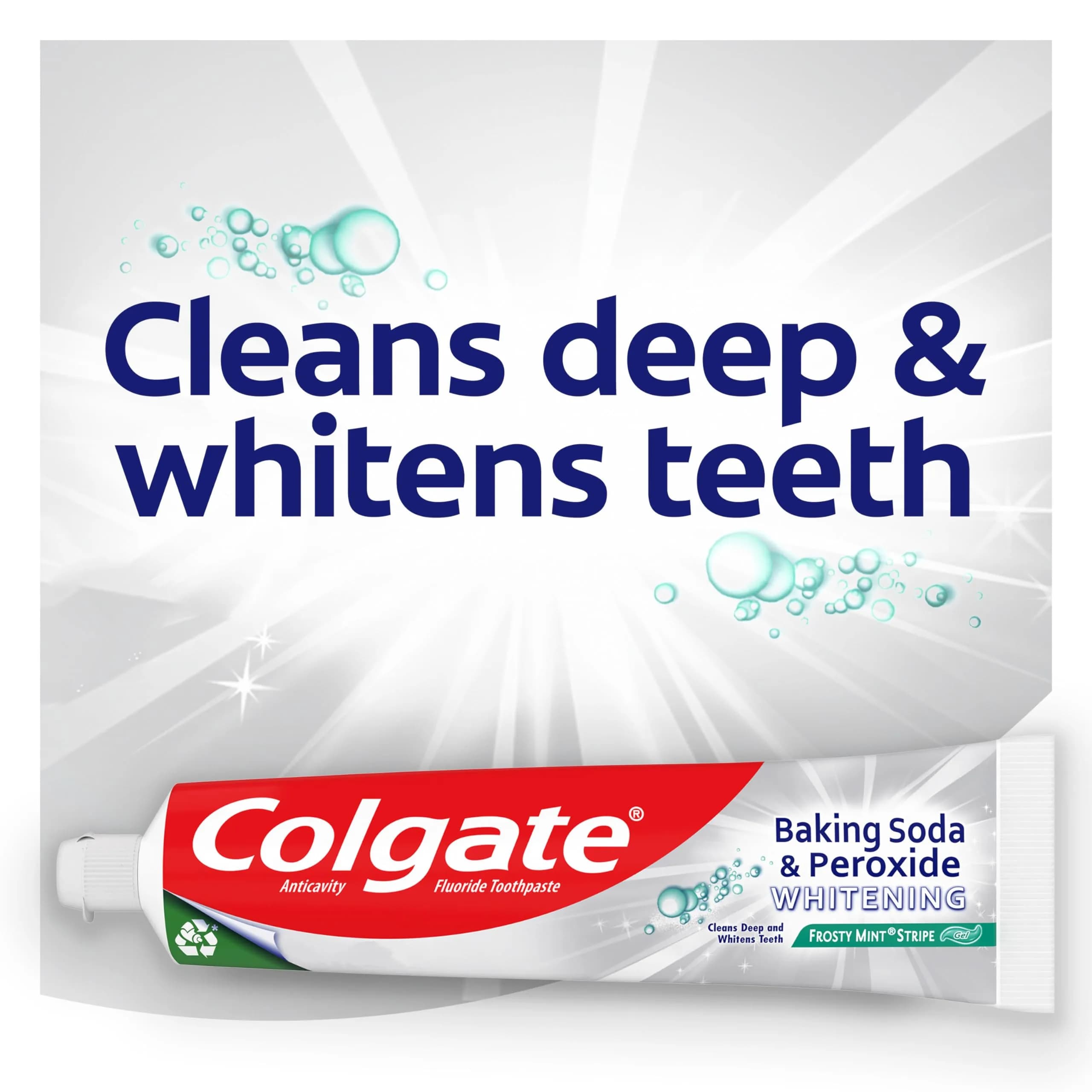 Colgate Baking Soda and Peroxide Whitening Toothpaste Gel Frosty Mint 170g (6 Ounce Tube, 6 Pack) | Fights Cavities & Removes Stains - view 2