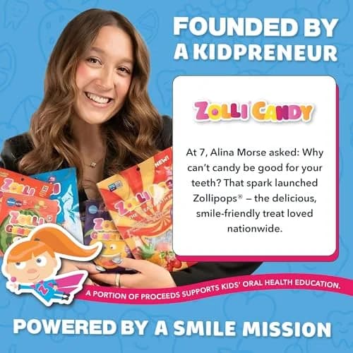 Zollipops Sugar-Free Cherry Flavor Clean Teeth Pops 95g (3.1 oz) | Dentist-Approved Sugar-Free Lollipops thumbnail 6