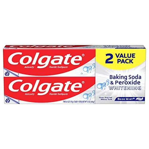 Colgate Baking Soda & Peroxide Whitening Toothpaste 12 oz (340g) Twin Pack | Fights Cavities & Removes Stains thumbnail 1