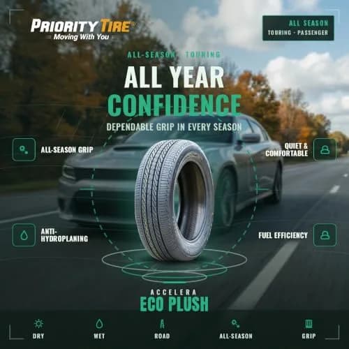 Accelera Eco Plush 155/65R14 75H SL All Season Touring Radial Tire | Eco-Friendly Comfort & Grip thumbnail 3