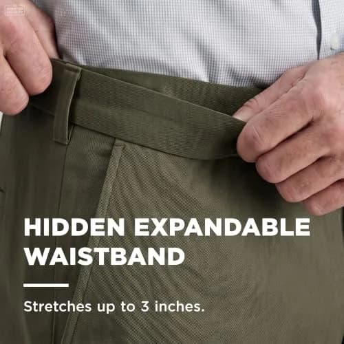 Haggar Premium No Iron Khaki Classic Fit Expandable Waist Flat Front Pant, Toast, 36x32 | Versatile Business Casual thumbnail 2
