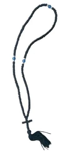 Iconsgr Christian Orthodox Prayer Rope 150 Knots | Waxed Black Rope with Cross, 150 Knots, Unisex thumbnail 2