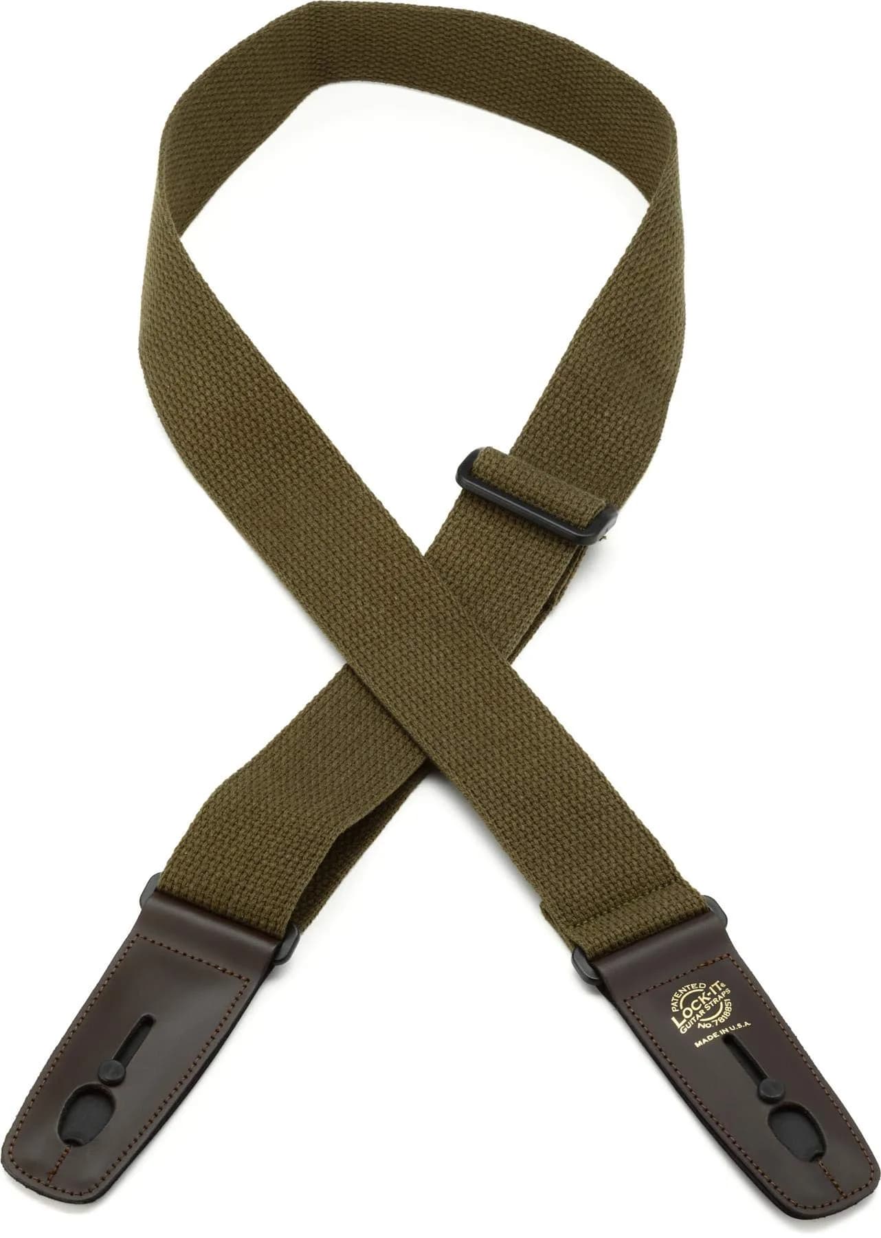 Lock-It Straps 2" Cotton Guitar Strap Adjustable 36-60" | Soft Cotton with Locking System — Green