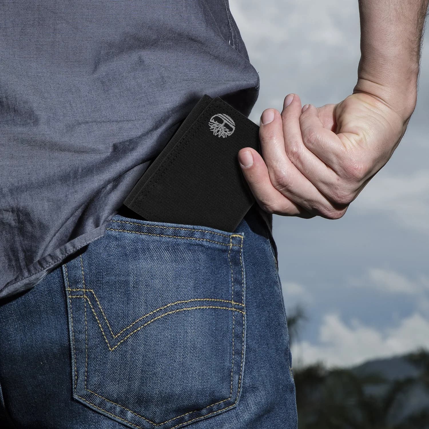 Timberland Men's Trifold Nylon Wallet Black | 13 Card Slots, ID Window, Billfold - view 6