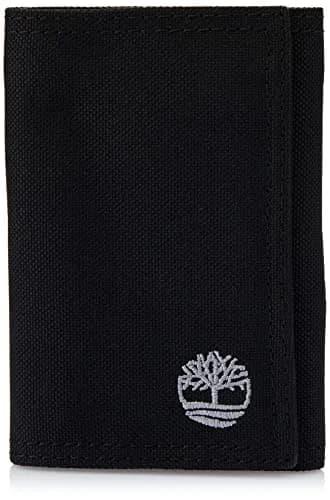 Timberland Men's Trifold Nylon Wallet Black | 13 Card Slots, ID Window, Billfold thumbnail 1