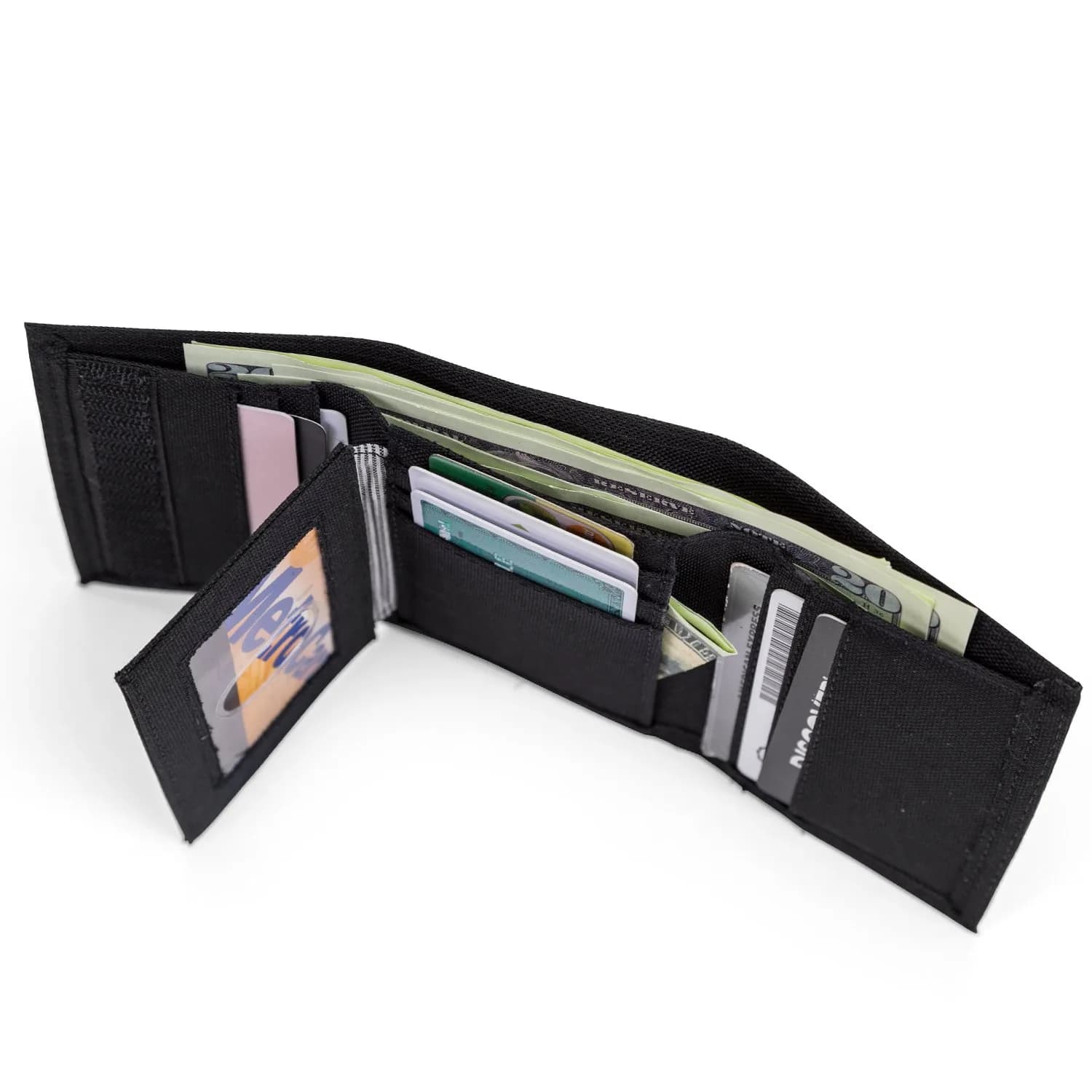 Timberland Men's Trifold Nylon Wallet Black | 13 Card Slots, ID Window, Billfold - view 4