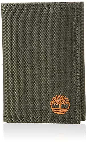 Timberland Men's Trifold Nylon Wallet Olive | 13 Card Pockets, ID Window, Billfold thumbnail 1