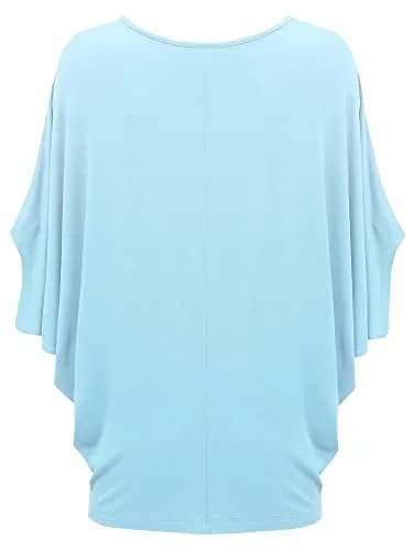 Made By Johnny Women's Dolman Batwing Sleeve Top – Soft Stretch Loose Fit Tunic Blouse for Everyday Wear L Aqua thumbnail 3