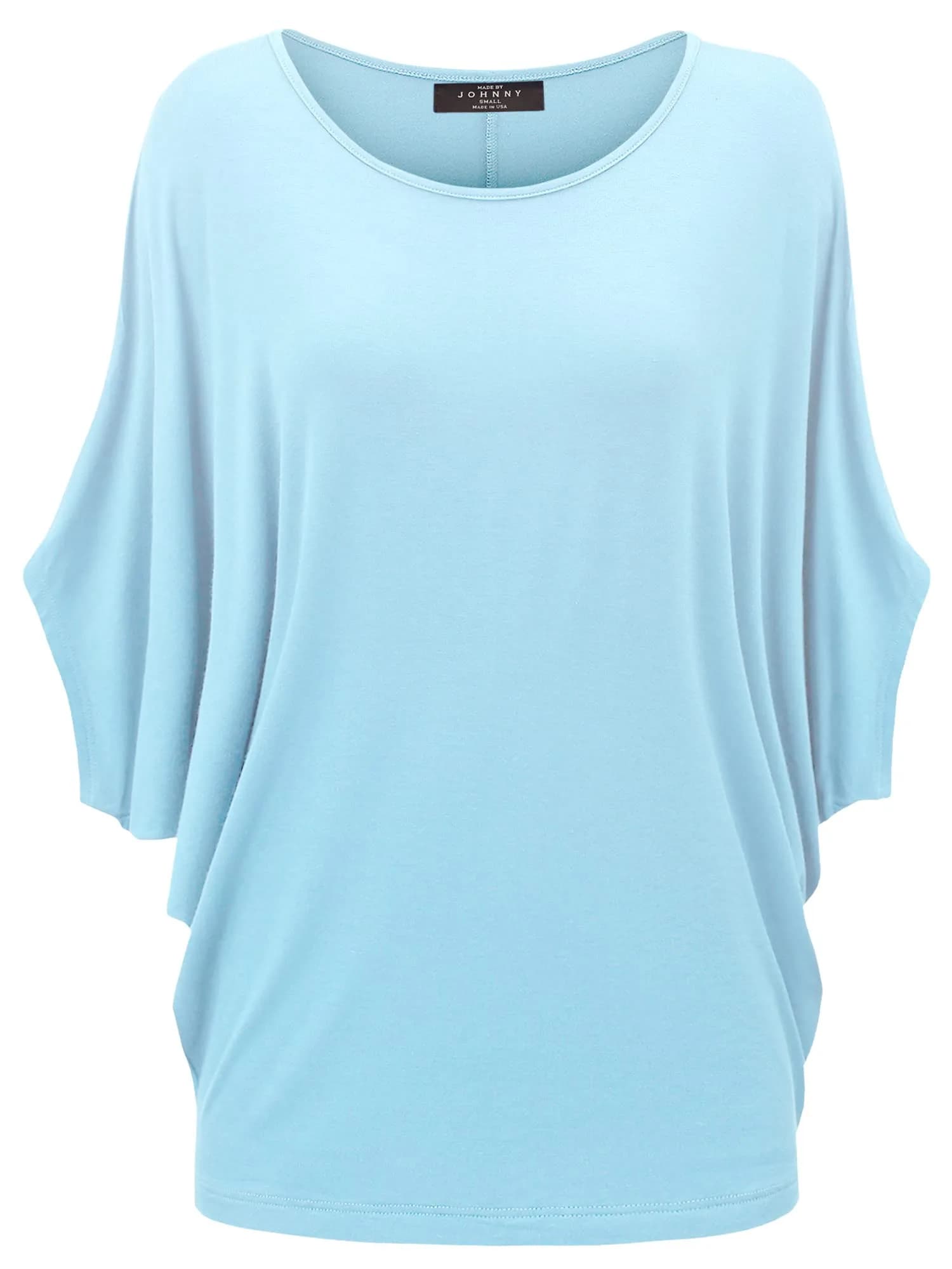 Made By Johnny Women's Dolman Batwing Sleeve Top – Soft Stretch Loose Fit Tunic Blouse for Everyday Wear L Aqua - main product image