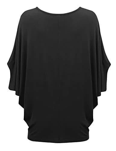 Made By Johnny Women's Dolman Batwing Sleeve Top – Soft Stretch Loose Fit Tunic Blouse for Everyday Wear S Black thumbnail 3