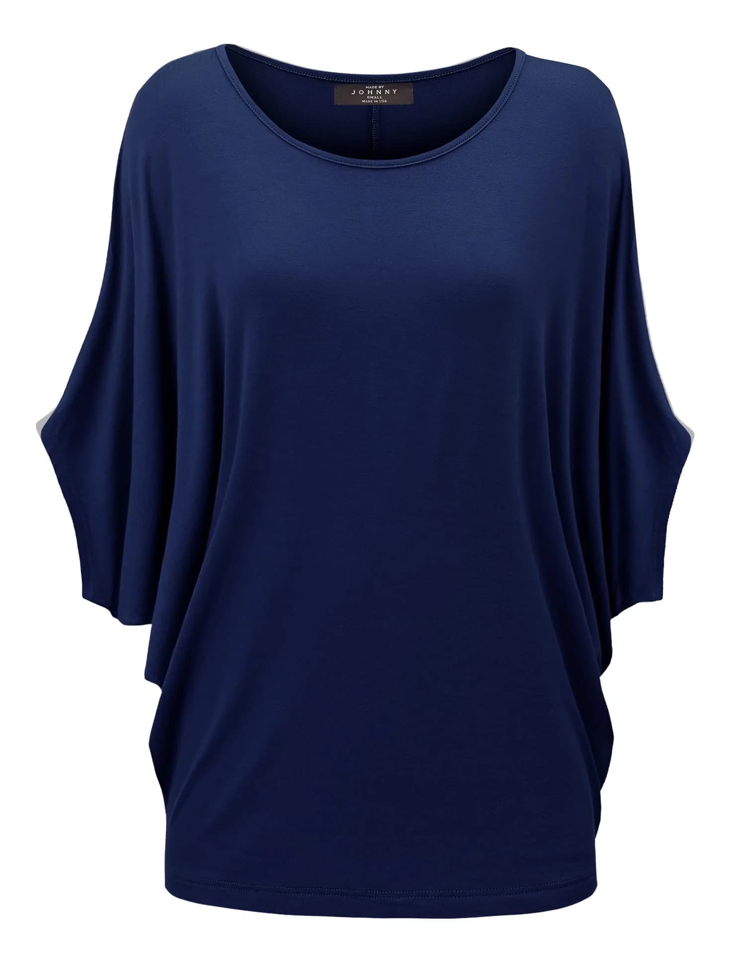 Made By Johnny Women's Dolman Batwing Sleeve Top – Soft Stretch Loose Fit Tunic Blouse for Everyday Wear XL Navy
