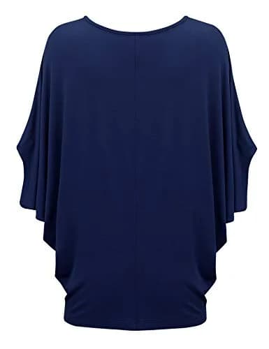 Made By Johnny Women's Dolman Batwing Sleeve Top – Soft Stretch Loose Fit Tunic Blouse for Everyday Wear XL Navy thumbnail 3