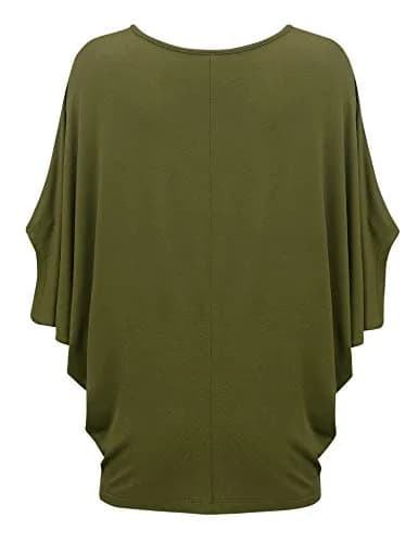 Made By Johnny Women's Dolman Batwing Sleeve Top – Soft Stretch Loose Fit Tunic Blouse for Everyday Wear XL Olive thumbnail 3