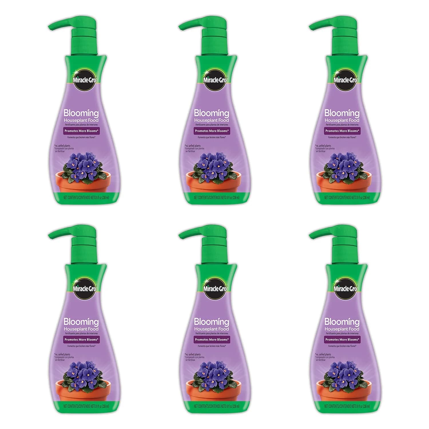 Miracle-Gro Blooming Houseplant Food, Plant Fertilizer 48 fl oz (6 x 8 fl oz Bottles) | Promotes More Blooms - main product image