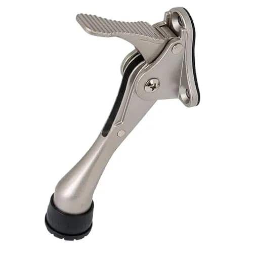 HA SHI One Touch Kickdown Door Stopper Satin Nickel 4 Inch | Hands-Free, Adjustable, Durable thumbnail 1