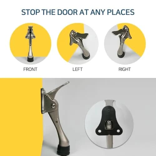 HA SHI One Touch Kickdown Door Stopper Satin Nickel 4 Inch | Hands-Free, Adjustable, Durable thumbnail 8