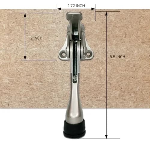 HA SHI One Touch Kickdown Door Stopper Satin Nickel 4 Inch | Hands-Free, Adjustable, Durable thumbnail 2