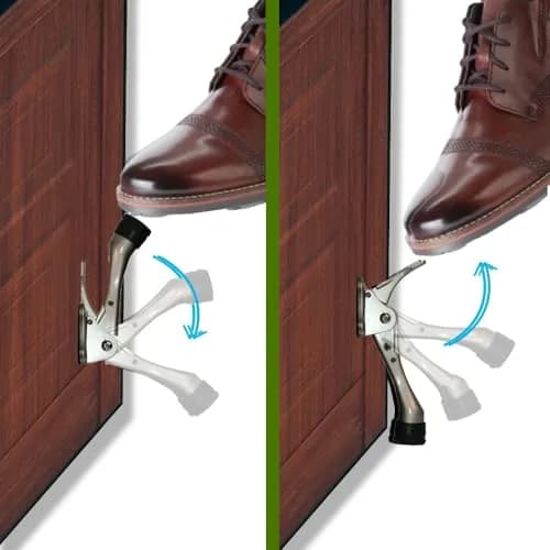 HA SHI One Touch Kickdown Door Stopper Satin Nickel 4 Inch | Hands-Free, Adjustable, Durable thumbnail 3