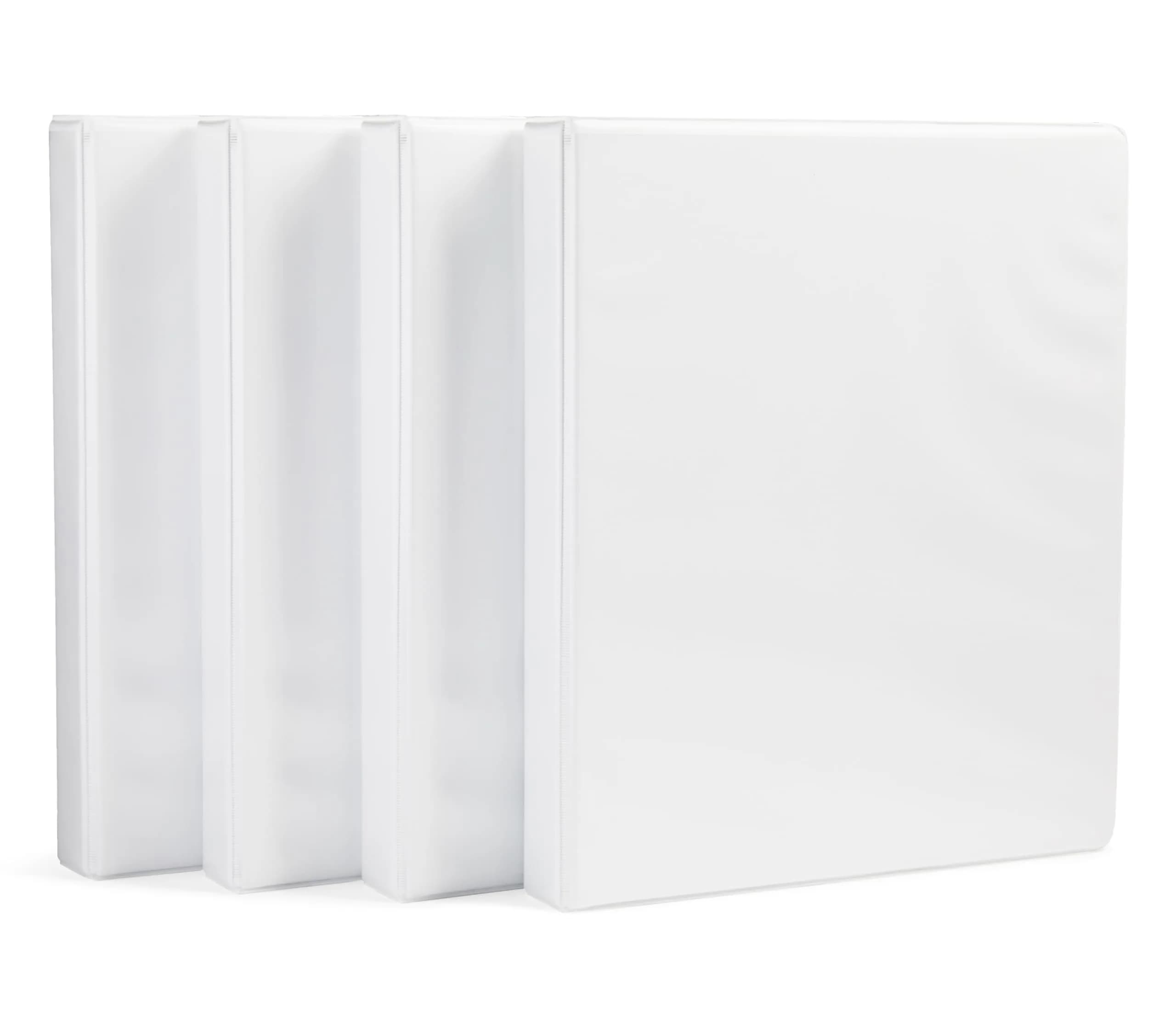 Amazon Basics 3-Ring Binder with Round Rings and Interior Pockets, 1-Inch, White, 4-Pack | Holds 175 Sheets - main product image