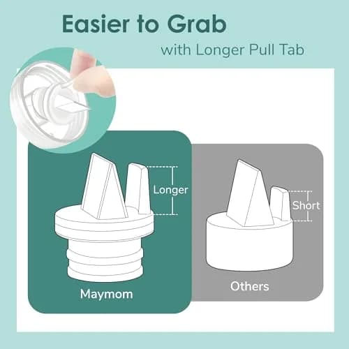 Maymom 2nd Generation Pump Valves with Pull Tab for Spectra S1, S2, Avent Comfort Pumps (4 pc, Clear White) | BPA-Free Silicone thumbnail 4