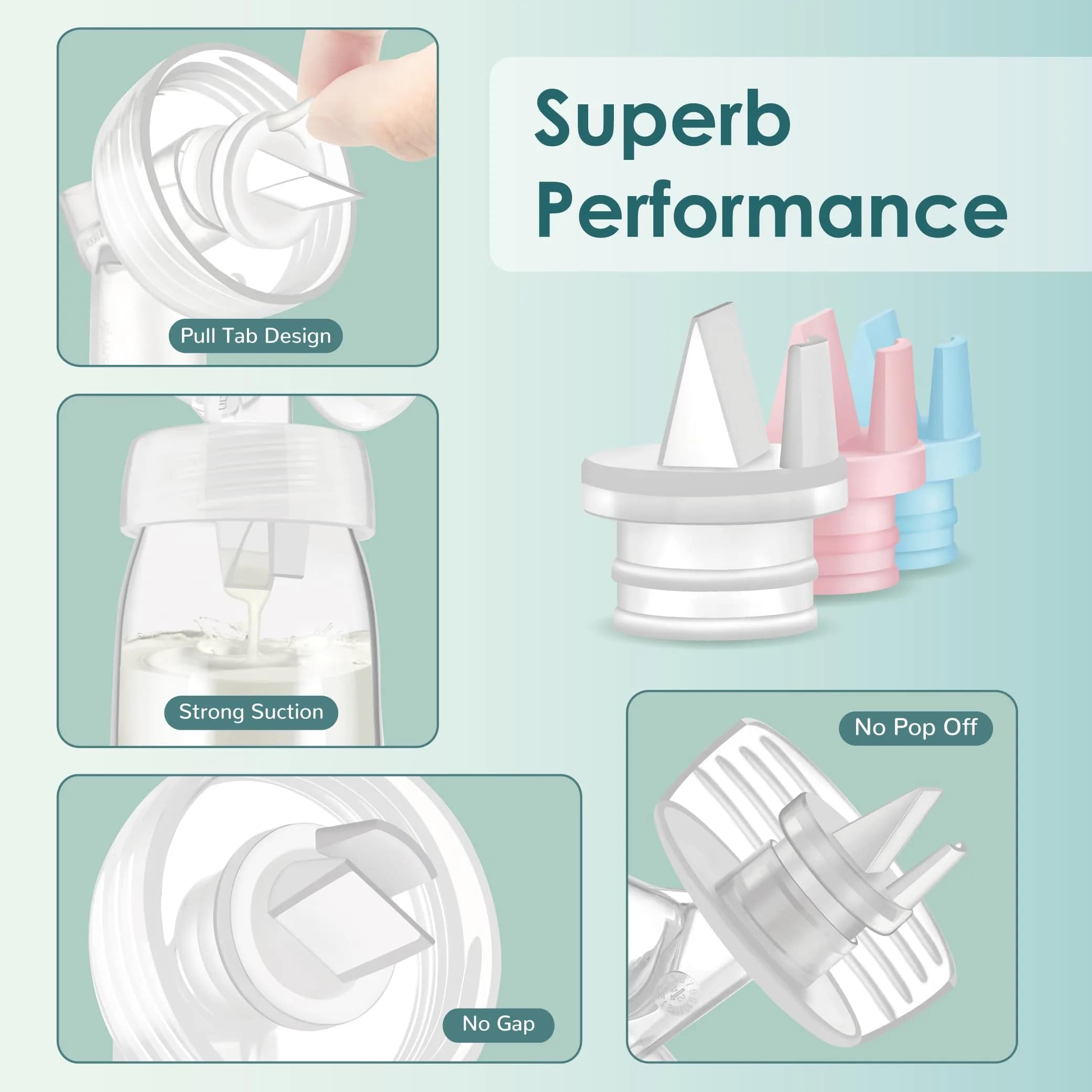 Maymom 2nd Generation Pump Valves with Pull Tab for Spectra S1, S2, Avent Comfort Pumps (4 pc, Clear White) | BPA-Free Silicone - view 5