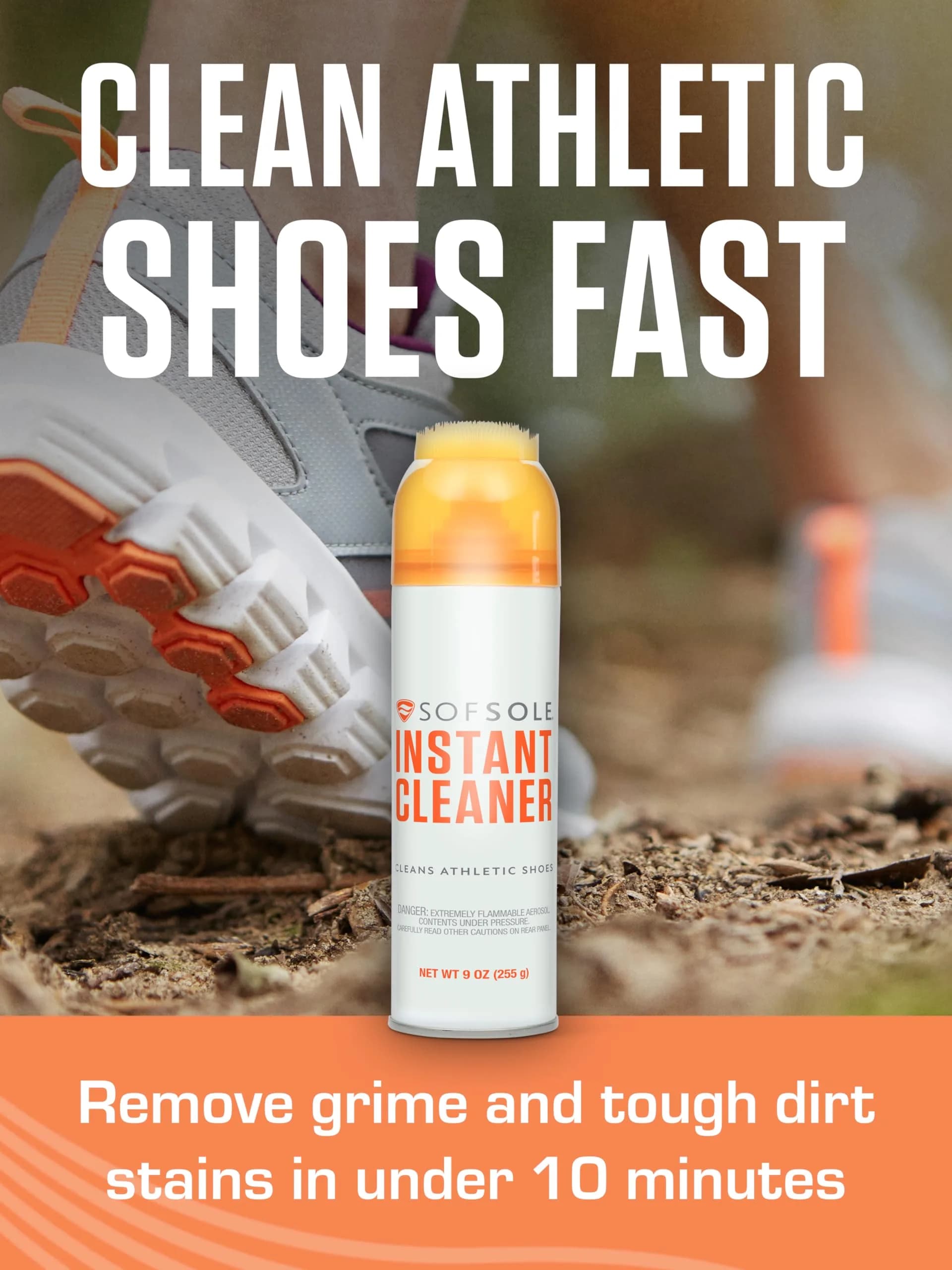 Sof Sole Instant Cleaner Foaming Stain Remover 148ml (5 Fl Oz) | Built-in Scrubber for Athletic Shoes - view 2