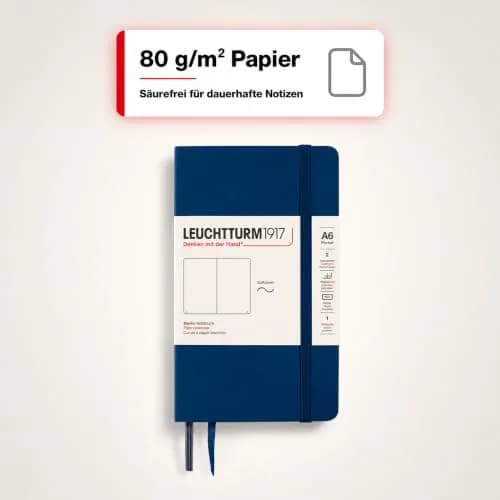 LEUCHTTURM1917 Notebook Softcover Pocket A6-123 Pages Navy | Lightweight, Practical & Durable thumbnail 4