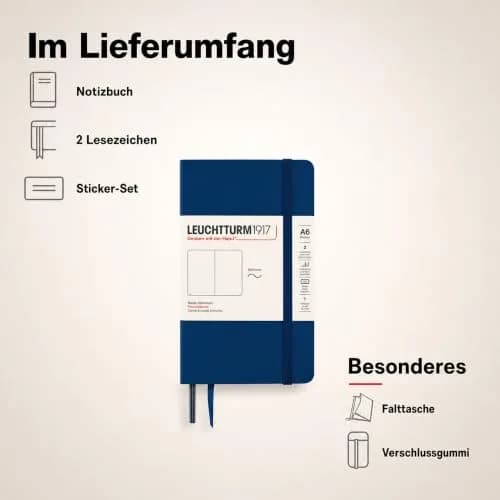 LEUCHTTURM1917 Notebook Softcover Pocket A6-123 Pages Navy | Lightweight, Practical & Durable thumbnail 7