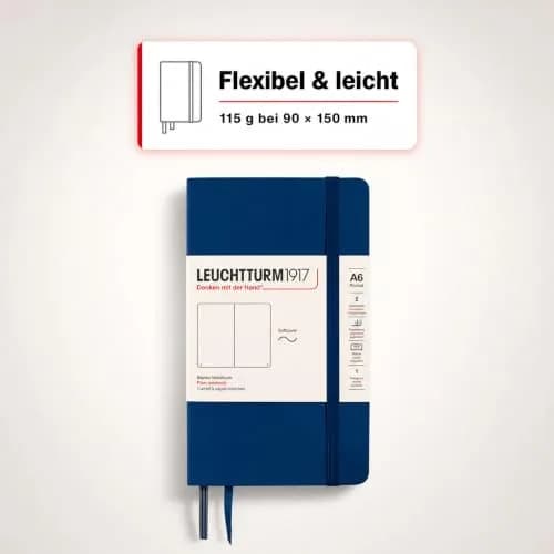 LEUCHTTURM1917 Notebook Softcover Pocket A6-123 Pages Navy | Lightweight, Practical & Durable thumbnail 8