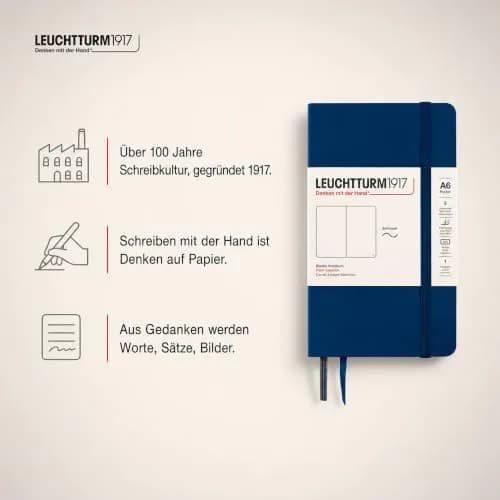 LEUCHTTURM1917 Notebook Softcover Pocket A6-123 Pages Navy | Lightweight, Practical & Durable thumbnail 9