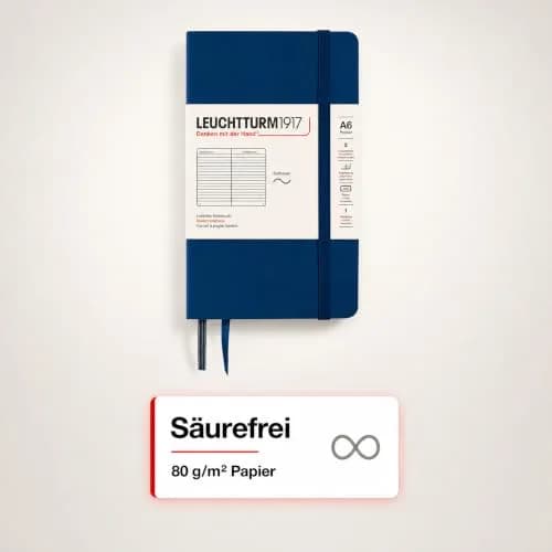 LEUCHTTURM1917 Notebook Softcover Pocket A6-123 Pages Navy | Compact, Ruled, Acid-Free Paper thumbnail 6