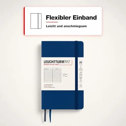 LEUCHTTURM1917 Notebook Softcover Pocket A6-123 Pages Navy | Compact, Ruled, Acid-Free Paper thumbnail 8