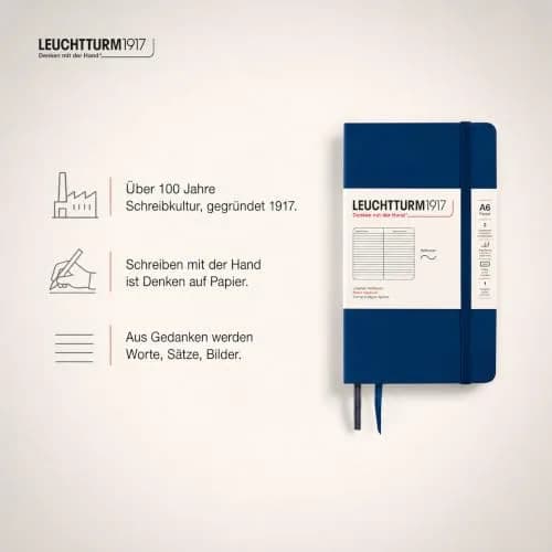 LEUCHTTURM1917 Notebook Softcover Pocket A6-123 Pages Navy | Compact, Ruled, Acid-Free Paper thumbnail 9