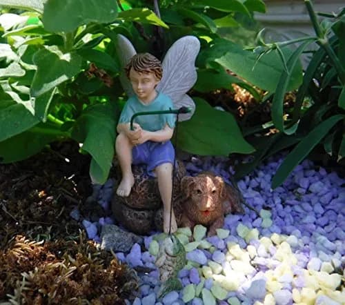 Marshall Home and Garden Gone Fishin' Miniature Fairy Garden Boy Fishing w/Dog Figurine 7.0 cm (2.75" high) | Hand-Painted Resin Decor thumbnail 3