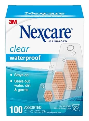 Nexcare Waterproof Clear Bandages Assorted Sizes 100 Count | 360 Degree Seal for Water & Germ Protection thumbnail 1