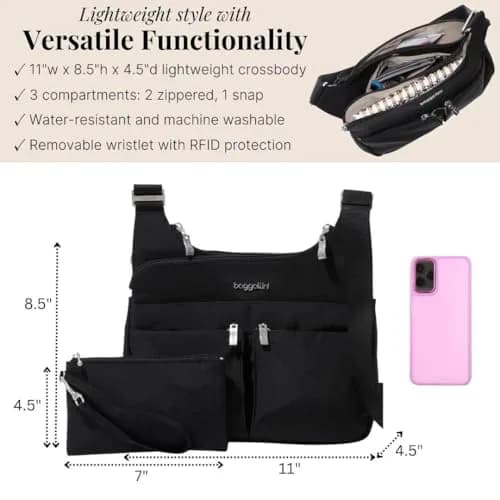 Baggallini Cross Over Crossbody Travel Bag 11x8.5 Water-Resistant Nylon Lightweight thumbnail 4