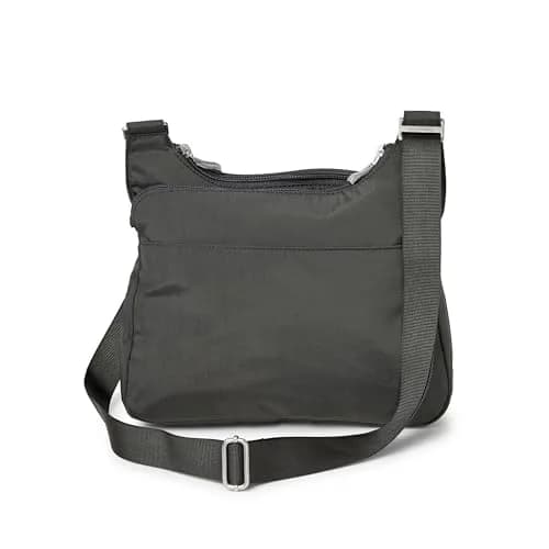 Baggallini Cross Over Crossbody Bag for Women - Travel Water-Resistant Nylon, Charcoal | Adjustable Strap & RFID Wristlet thumbnail 8