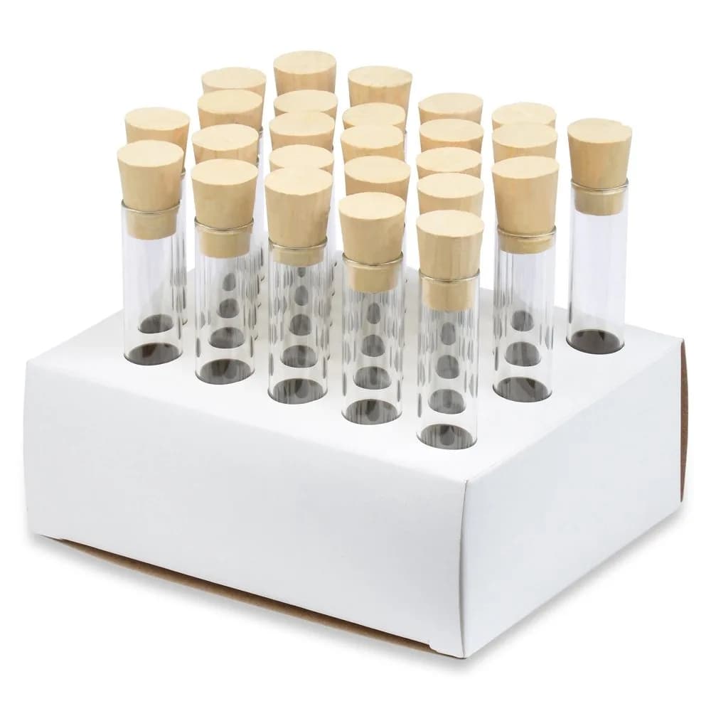 Karter Scientific Borosilicate Glass Test Tubes 16x150mm | 23ml Capacity with Cork Stoppers (Pack of 10) — 16X100MM