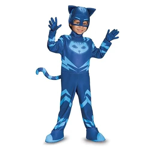 Disguise PJ Masks Catboy Deluxe Costume Jumpsuit with Mask, Toddler Size Small (2T) | Glow-in-the-Dark Details thumbnail 1