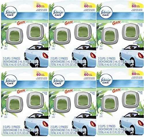 Febreze Car Vent Clip Air Freshener Gain Original 12 Count | Long-Lasting Fragrance for Indian Cars thumbnail 1