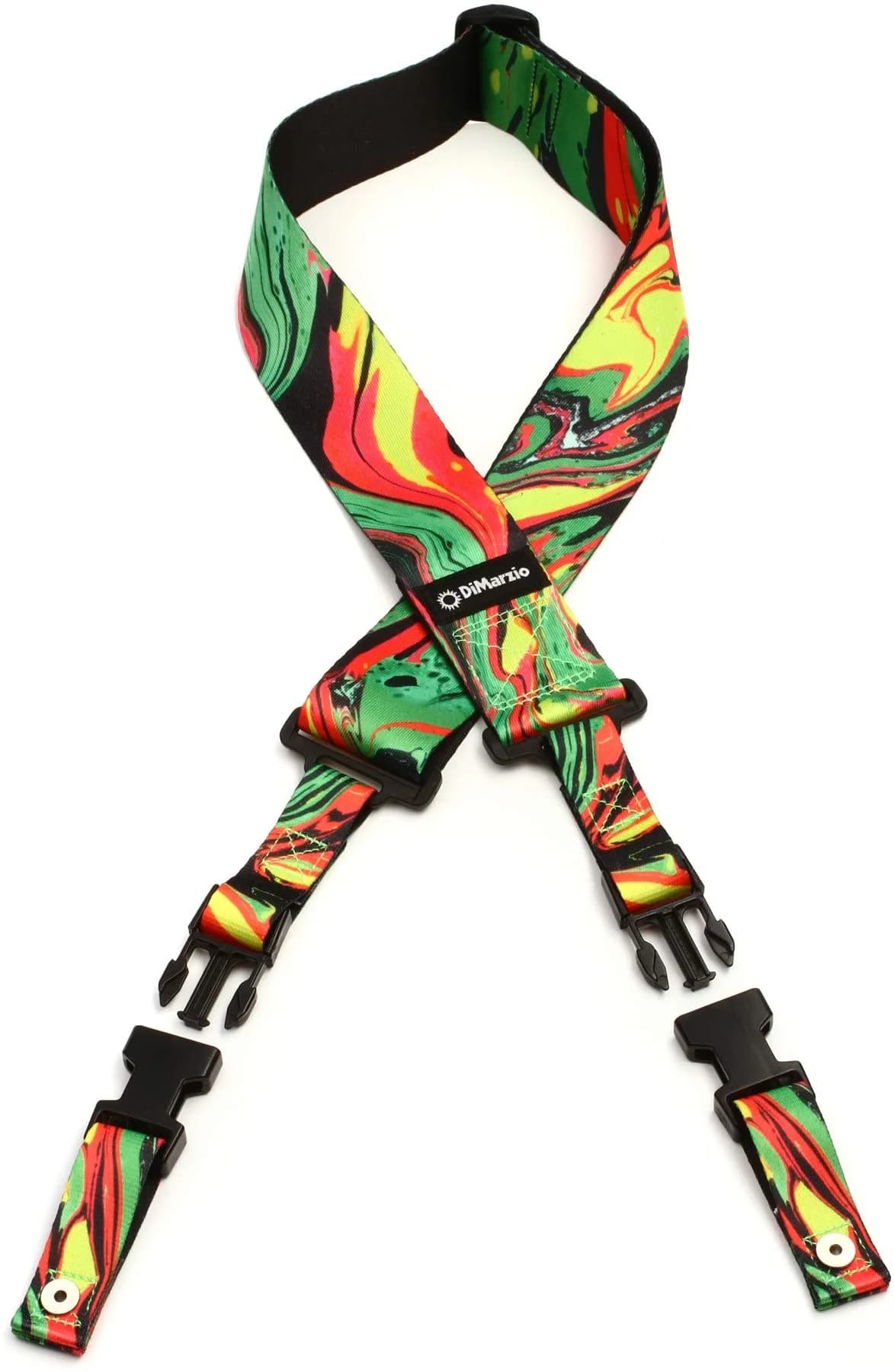 DiMarzio Cliplock Strap Black 43.5-63.5 inches | Durable Nylon, Light & Heavy Load Support — Green Universe