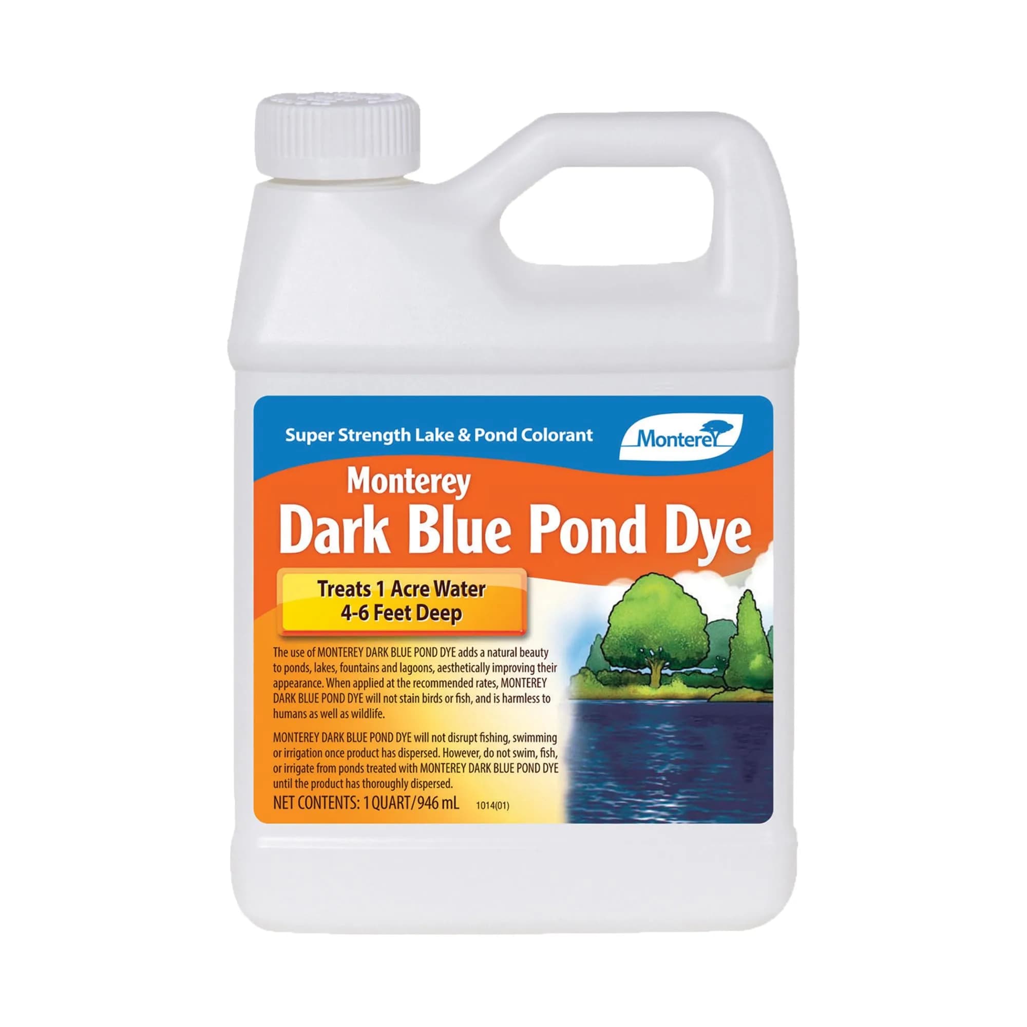 Monterey Qt Dark Blue Pond Dye | 1 Quart Treats 1 Acre Water 4-6 ft Deep, Fish & Bird Safe