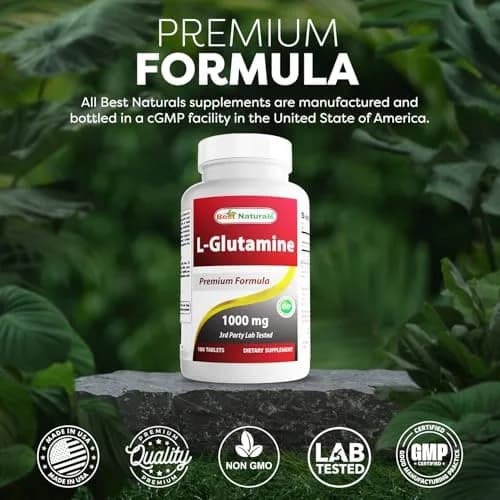 Best Naturals L-Glutamine 1000mg Fuel for Workout Tablets | Non-GMO, 180 Count, USA Import thumbnail 5