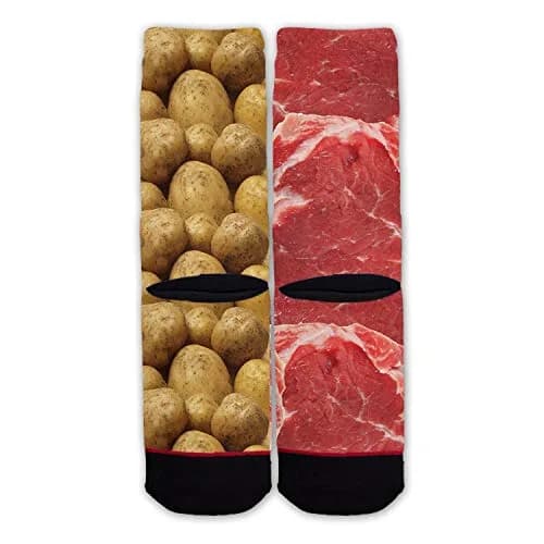 Function - Steak and Potatoes Fashion Socks | All-Over Graphic Print, Crew Length, Unisex (6-12 Men) thumbnail 4