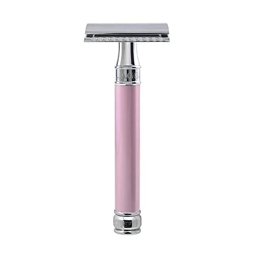 Edwin Jagger Double Edge Safety Razor - Pink Long Handle for a Classic Wet Shave - main product image