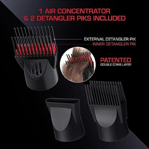 RED Pro 3200 Turbo Pro Detangler AC Hair Dryer | 3 Heat/2 Speed, Cool Shot, 3 Attachments thumbnail 4