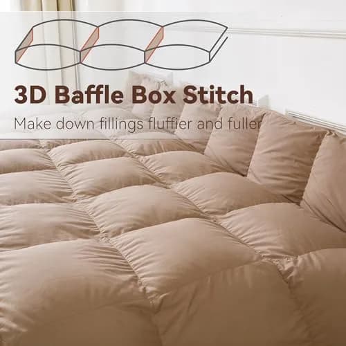 SNOWMAN Premium Down Comforter Queen Size Khaki | All-Season Goose Down Bedding thumbnail 5