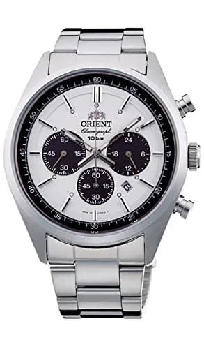 Orient Sporty Neo 70's Neo Seventees Solar Panda Wristwatch 42 mm | Solar Powered, Milky White Dial, Stainless Steel Band thumbnail 1