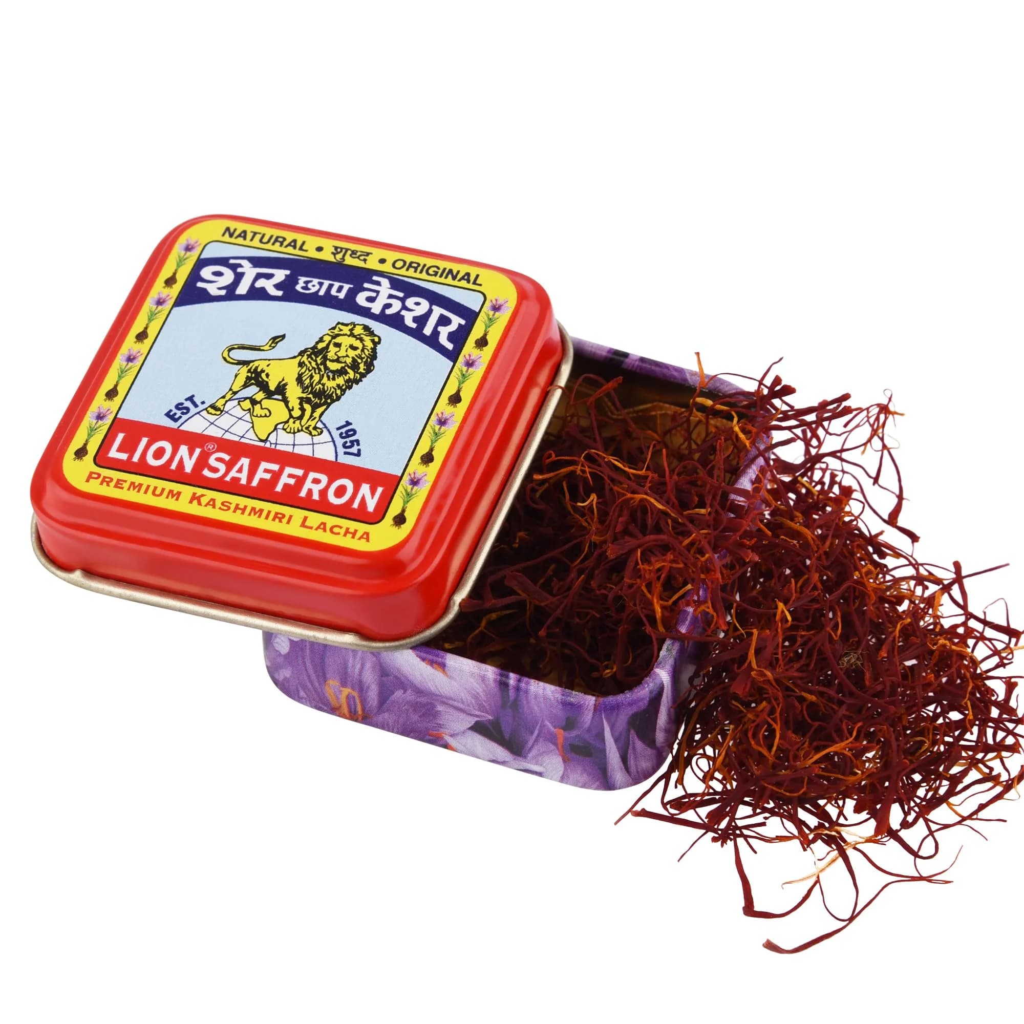 LION BRAND SAFFRON Original Kashmir Saffron/Kesar 1g (0.035 oz) | Certified Grade A+ for Biryani, Rice, Tea, Cooking, Kesar Tilak, Beauty - main product image