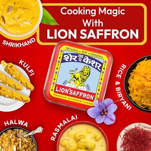 LION BRAND SAFFRON Original Kashmir Saffron/Kesar 1g (0.035 oz) | Certified Grade A+ for Biryani, Rice, Tea, Cooking, Kesar Tilak, Beauty thumbnail 4
